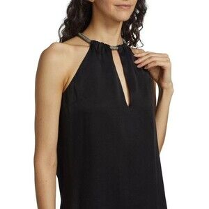 VERONICA BEARD Women's KUSUMI SLEEVELESS HALTERNECK TOP Black Size 8 **READ**
